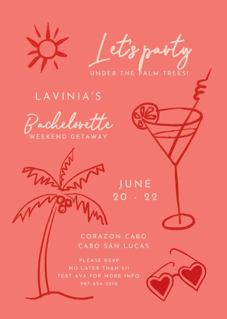 Piña colada - bachelorette party invitation